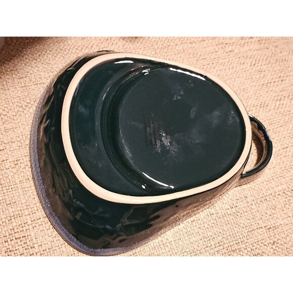 LTD Commodities Green Stoneware Drip Glaze Soup & Cracker Bowl / Chip & Dip Bowl - Picture 4 of 5